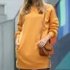 42POPS | Ash Mustard Crewneck Long-Sleeve Pocket Oversize Sweatshirt Tunic - Women
