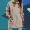 42POPS | Ash Mocha Side-Tie Funnel-Neck Long-Sleeve Pocket Hoodie - Women