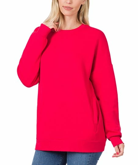 42POPS | Ruby Crewneck Long-Sleeve Pocket Sweatshirt - Women