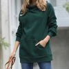 42POPS | Deep Green Side-Tie Funnel-Neck Long-Sleeve Pocket Hoodie - Women