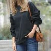 42POPS | Charcoal Drop-Shoulder Crewneck Long-Sleeve Oversize Sweatshirt - Women