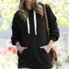 42POPS | Black Long-Sleeve Pocket Oversize Hoodie - Women