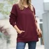 42POPS | Dark Burgundy V-Neck Long-Sleeve Pocket Sweatshirt - Women