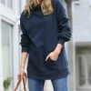 42POPS | Midnight Navy Side-Tie Funnel-Neck Long-Sleeve Pocket Hoodie - Women