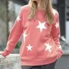 42POPS | Dusty Rose & Ivory Star Crewneck Long-Sleeve Pocket Sweatshirt - Women