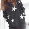 42POPS | Ash Gray & Ivory Star Crewneck Long-Sleeve Pocket Sweatshirt - Women
