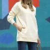 42POPS | Cream Crewneck Long-Sleeve Pocket Sweatshirt - Women