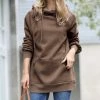 42POPS | Mocha Side-Tie Funnel-Neck Long-Sleeve Pocket Hoodie - Women