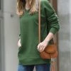 42POPS | Army Green V-Neck Long-Sleeve Pocket Sweatshirt - Women