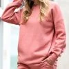 42POPS | Ash Rose Crewneck Long-Sleeve Pocket Sweatshirt - Women