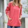 42POPS | Desert Rose V-Neck Long-Sleeve Pocket Sweatshirt - Women