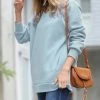 42POPS | Blue Gray V-Neck Long-Sleeve Pocket Sweatshirt - Women