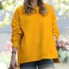 42POPS | Golden Mustard Crewneck Long-Sleeve Hi-Low Pocket Sweatshirt - Women