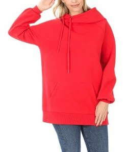 42POPS | Ruby Side-Tie Funnel-Neck Long-Sleeve Pocket Hoodie - Women