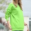 42POPS | Green Crewneck Long-Sleeve Pocket Sweatshirt - Women