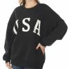 42POPS | Black & Ivory 'USA' Crewneck Long-Sleeve Sweatshirt - Women