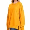 42POPS | Yellow Gold Exposed-Seam Crewneck Long-Sleeve Hi-Low Sweatshirt - Women