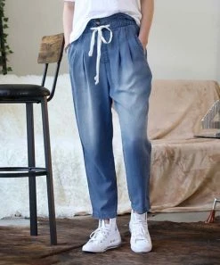 42POPS | Dark Chambray Drawstring Pocket Paper Bag Pants