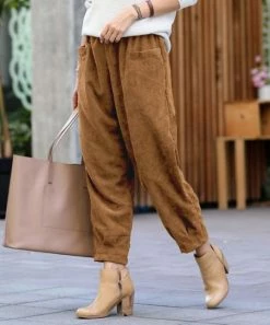 42POPS | Deep Camel Corduroy Pocket Straight-Leg Pants - Women