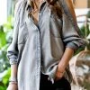 42POPS | Gray Wash Shoulder-Cutout Long-Sleeve Denim Button-Up - Women