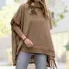 42POPS | Mocha Melange Cowl Neck Hi-Low Sweater - Women