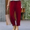 42POPS | Burgundy Corduroy Pocket Straight-Leg Pants - Women
