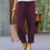 42POPS | Eggplant Corduroy Pocket Straight-Leg Pants - Women