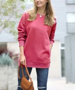 42POPS | Rose Crewneck Long-Sleeve Pocket Sweatshirt - Women