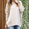 42POPS | Heather Beige Melange Crewneck Hi-Low Pocket Sweater - Women