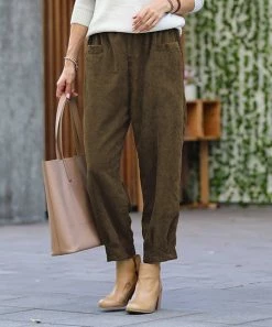 42POPS | Mocha Corduroy Pocket Pants - Women