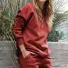 42POPS | Dark Rust Crewneck Pocket Sweatshirt - Women