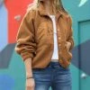 42POPS | Dark Camel Fleece Snap Pocket Jacket - Women