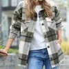 42POPS | Olive Plaid Jacquard Pocket Oversize Shacket - Women