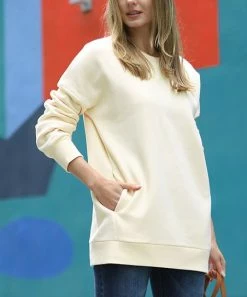 42POPS | Cream Crewneck Pocket Sweatshirt - Women