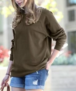 42POPS | Dark Olive Crewneck Sweatshirt - Women