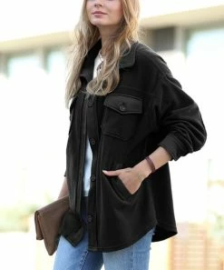 42POPS | Black Pocket Shacket - Women