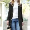 42POPS | Black V-Neck Snap-Up Longline Cardigan - Women
