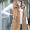 42POPS | Deep Camel Drawstring-Waist Pocket Zip-Up Hooded Vest - Women