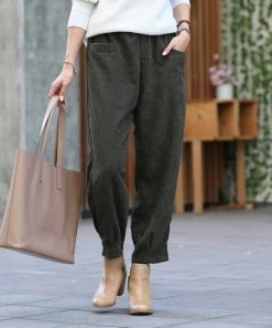 42POPS | Ash Gray Corduroy Pocket Pants - Women