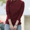 42POPS | Dark Burgundy Slim-Fit Mock Neck Long-Sleeve Top - Women