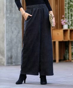 42POPS | Ash Gray Corduroy Pocket Wide-Leg Pants - Women