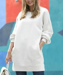 42POPS | Bone Over-Sized Crewneck Pocket Sweatshirt - Women