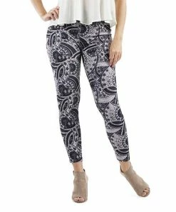 42POPS | Gray & Black Paisley Leggings - Women