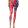 42POPS | Red & Blue Abstract Waffle-Rib High-Waist Shaping Leggings - Women