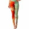 42POPS | Red & Green Abstract Waffle-Rib High-Waist Shaping Leggings - Women