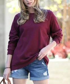 42POPS | Dark Burgundy Crewneck Sweatshirt - Women