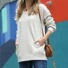 42POPS | Bone V-Neck Pocket Sweatshirt Tunic - Women
