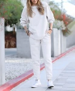 42POPS | Bone Crewneck Sweatshirt & Pocket Joggers - Women