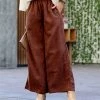 42POPS | Dark Rust Corduroy Pocket Wide-Leg Pants - Women