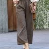 42POPS | Mocha Corduroy Pocket Wide-Leg Pants - Women